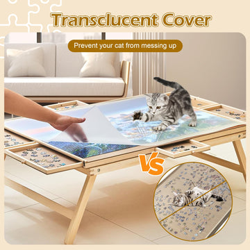 Talgic 1500 Piece Wooden Puzzle Board With 6 Drawers, Cover And Legs, 27'X35' Rotating Adjustable Jigsaw Puzzle Table For Adults, Portable & Folding Puzzle Accessories For Birthday Gift