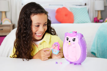 Polly Pocket 2-In-1 Travel Toy With 2 Micro Dolls And 16 Accessories, Hedgehog Purse Playset With Pet Theme