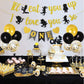 JOYMEMO Wild One Birthday Party Decorations Set, Black Gold Wild One Balloons, I ll Eat You Up I Love You So Banner, Cake Toppe