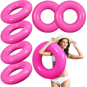 JellyArch 6 Pcs Inflatable Pool Floats 28 Inches Swim Tube Bulk for mature-themeds Swimming Ring Pool Floaties for Beach Party Decorations Women and Men River Lake Summer Vacation Holiday (Pink)