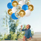 Blue White And Gold Balloons, 60 Psc Blue And White Balloons Set With Blue Gold Confetti Metallic Gold Balloons, 12 Inch Royal B