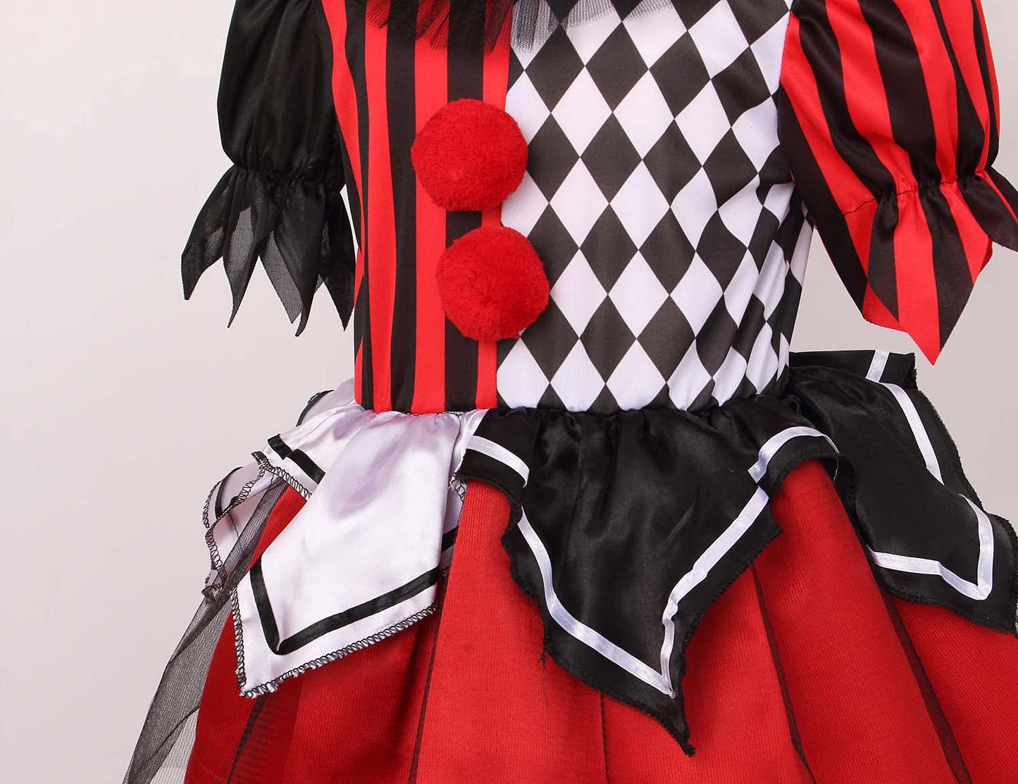 Lmyove Girls Clown Costume, Halloween Dress Up For Kids (X-Large, Red&Black)