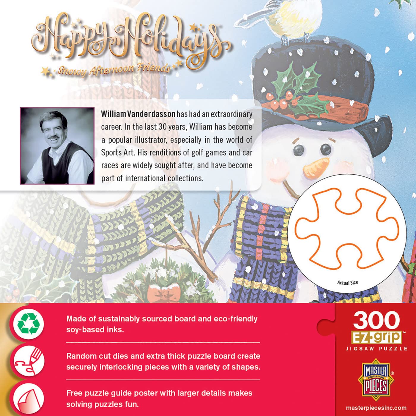 MasterPieces 300 Piece EZ Grip Christmas Jigsaw Puzzle - Snowy Afternoon Friends - 18x24
