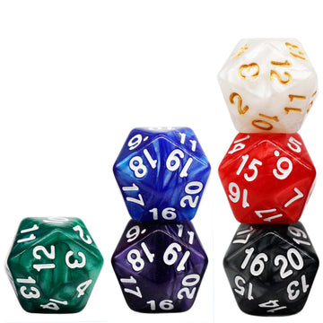 6 Pieces 20 Sided DND Dice,D20 Polyhedral Dice,22mm Pearl Color Dices Assortment D20 Dice,20 Sided Cube D&D Dice Set for Dungeon