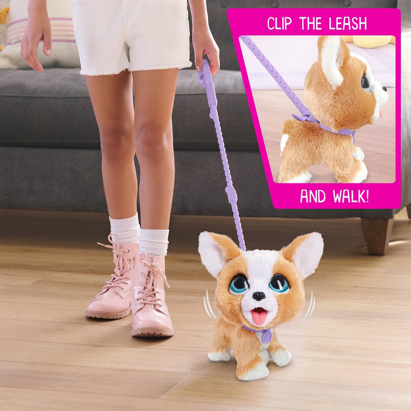 Just Play furReal Poop-A-Lots Corgi 8-inch Plush Stuffed Animal, Multicolor, Interactive Pooping Puppy with Leash, Model 28057