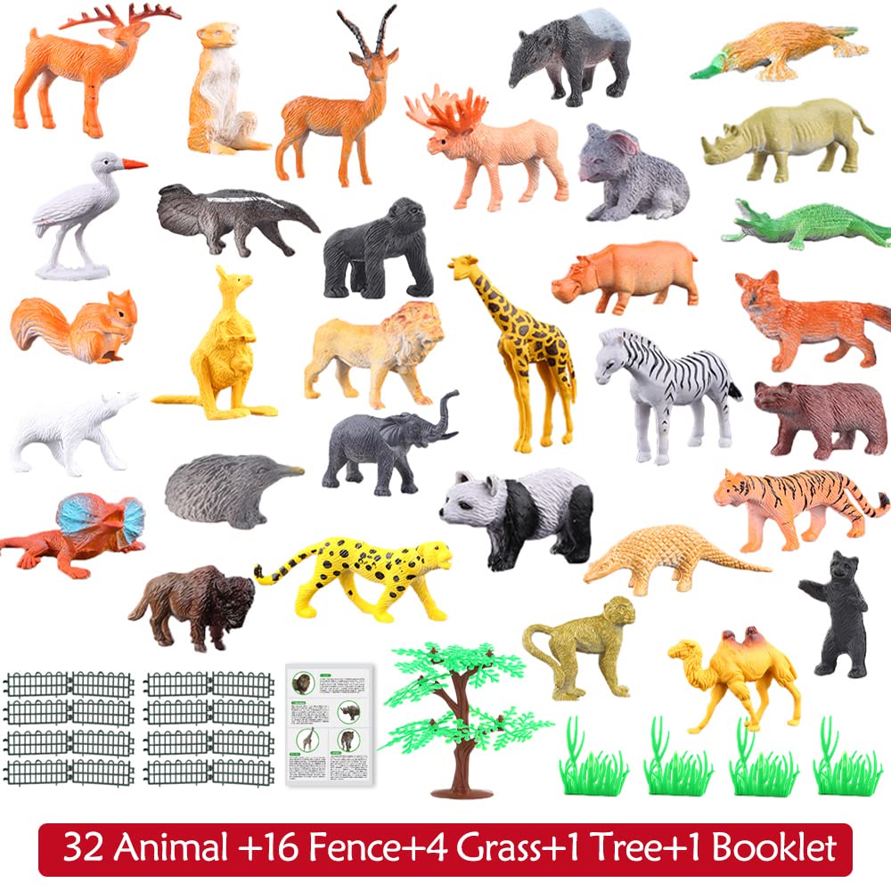 ValeforToy 54-Piece Mini Jungle Animal Figure Set, Realistic PVC Toys for Kids, Multicolor, Learning Party Favors