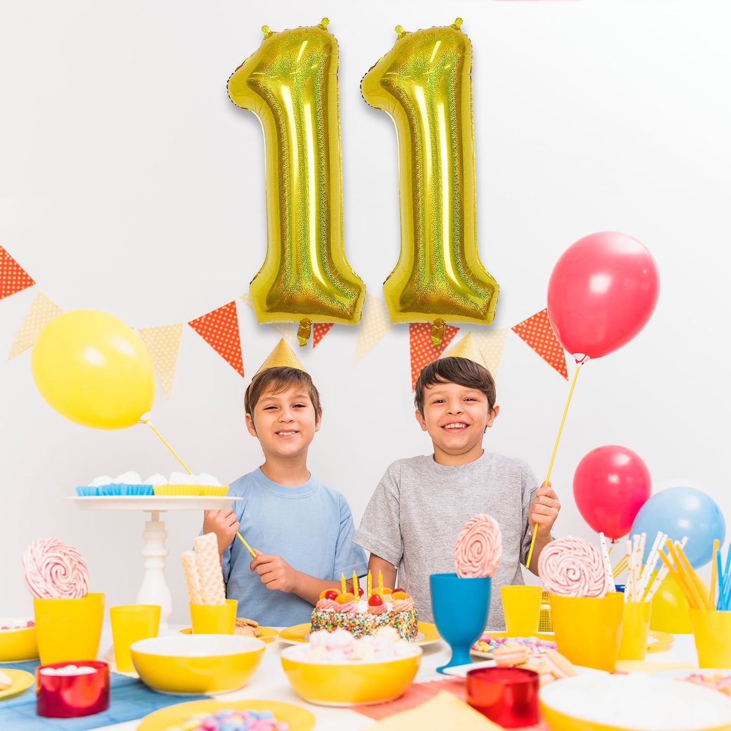Giant Number 11 Balloon, 40 Inch Laser Gold Foil Balloon For 11 Year Old Birthday Decor, Mylar Helium Self Inflating Globos Dora