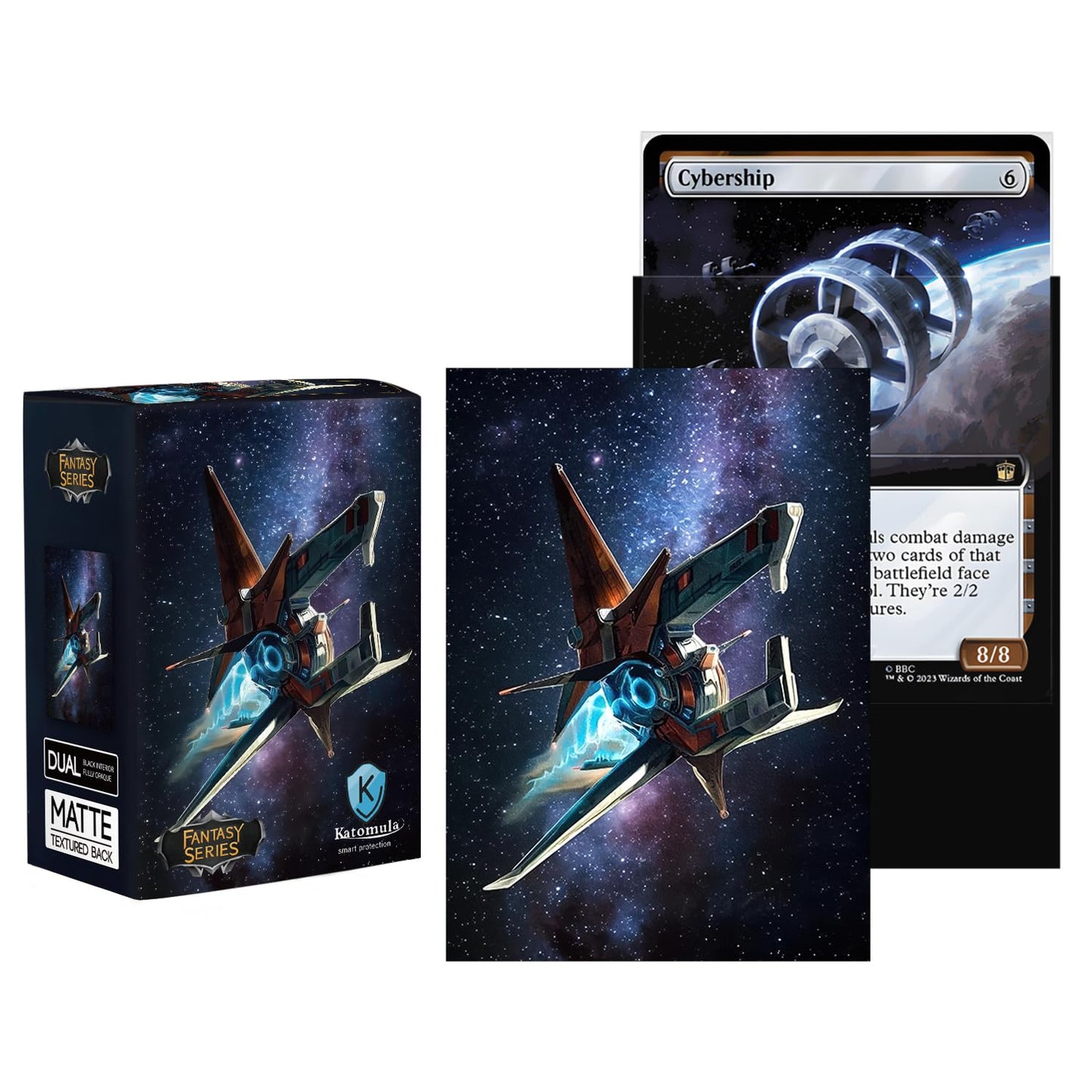 Katomula 100 Mtg Card Sleeves With 100 Inner Sleeve, Textured Back Art Sleeves, Fit Standard Size Cards-Spaceship Toytooth Katomula 100 Mtg Card Sleeves With 100 Inner Sleeve, Textured Back Art Sleeves, Fit Standard Size Cards-Spaceship Toytooth