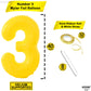 Katchon, Big, Yellow 3 Balloon Number - 40 Inch | Yellow Three Balloon For 3 Year Old Balloons Birthday | 3Rd Birthday Decorations For Boys | 3 Birthday Balloon, Honey Bee Birthday Party Decorations