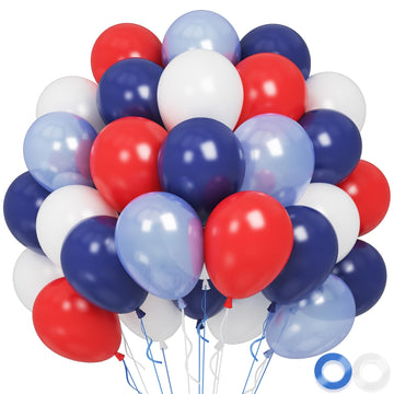 Balloons Red White Blue, 60 Pcs 12 Inch Navy Blue Red White Party Balloons, Pearl Red Blue Birthday Latex Balloons, Navy Blue He