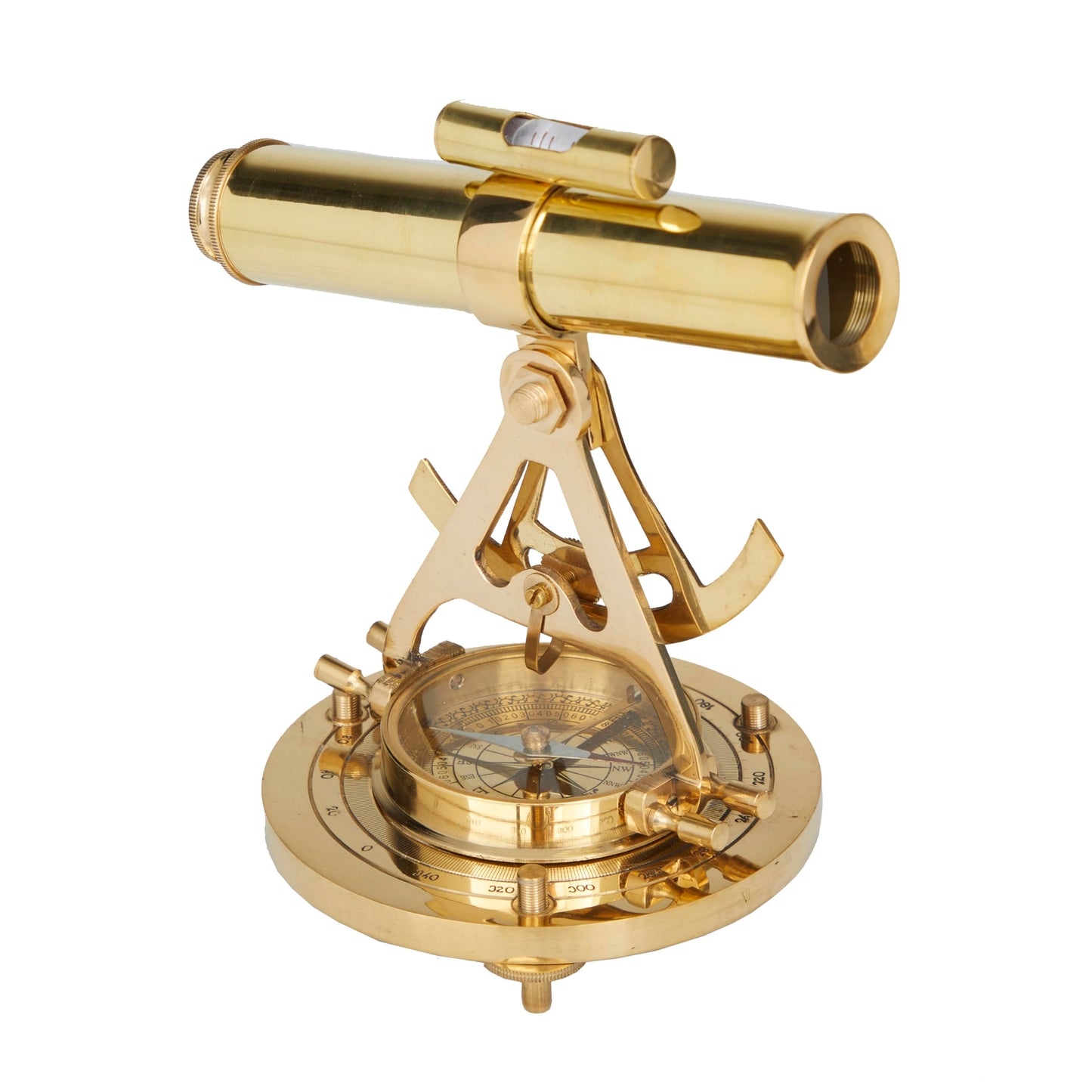 Deco 79 Metal Telescope With Compass Base, 8' X 8' X 8', Brass