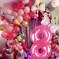 Kwuz 40 Inch Pink Number 8 Balloon - Aluminum Birthday Decoration for Girls, Princess Cowgirl Theme, Model HK40PIBNFO-8