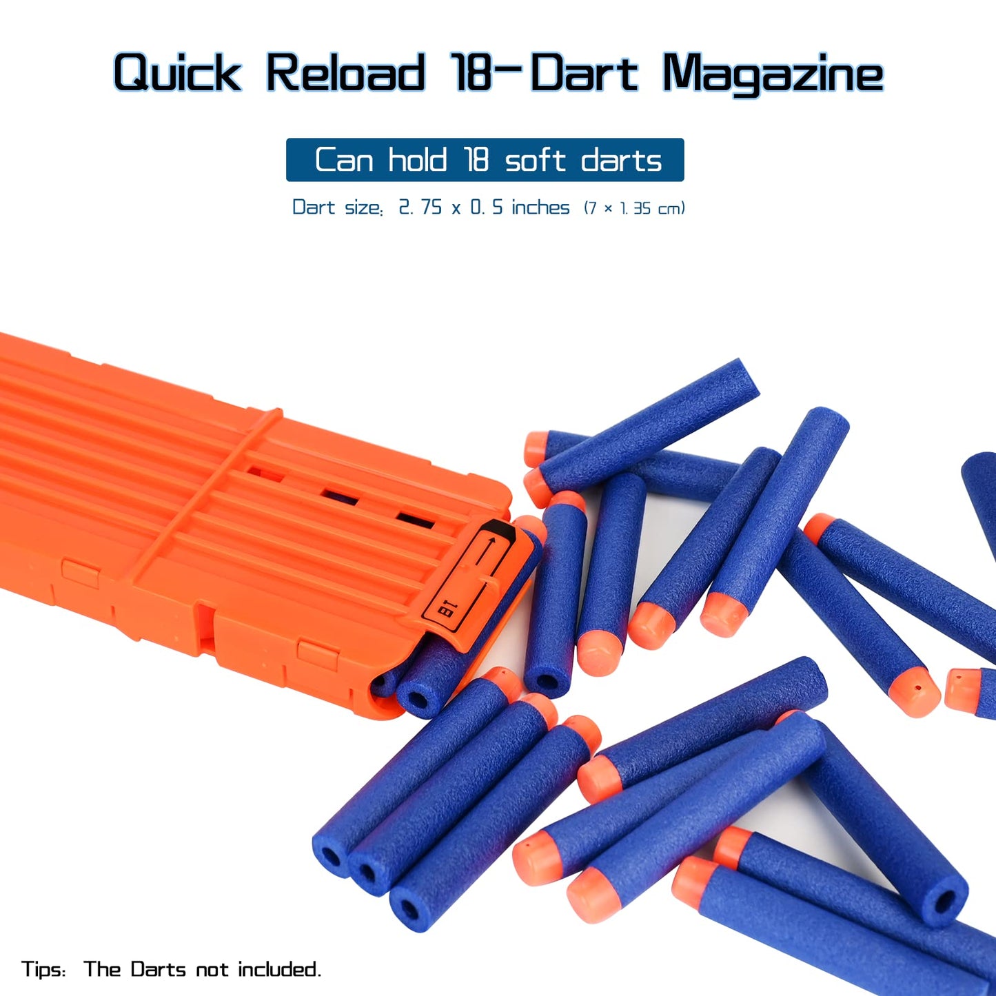 lififun 4 Pack 18-Dart Quick Reload Clip Magazine for Nerf N-Strike advanced Series (Orange)