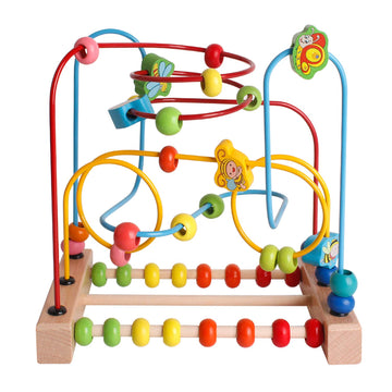 Shierdu Wooden Toys With Animals Graphics Bead Maze Game Educational Abacus Beads Circle Toys Colorful Roller Coaster Game Gift For Toddlers Kids Children Girls Boys