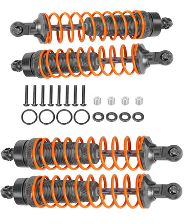 4Pcs Big Bore Front Rear Aluminum Shocks For 1/10 Typhon 4X4 Rc Truck,Granite,Senton Or Vorteks 3S 550 4X4,Gray