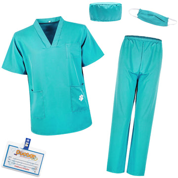 S3Xy-Fiv5 Kids Nurse Costume Doctor Costume Dentist Costume For Kids Play House Pretend Play Dress Up Party Green 5-6 Yrs 130Cm