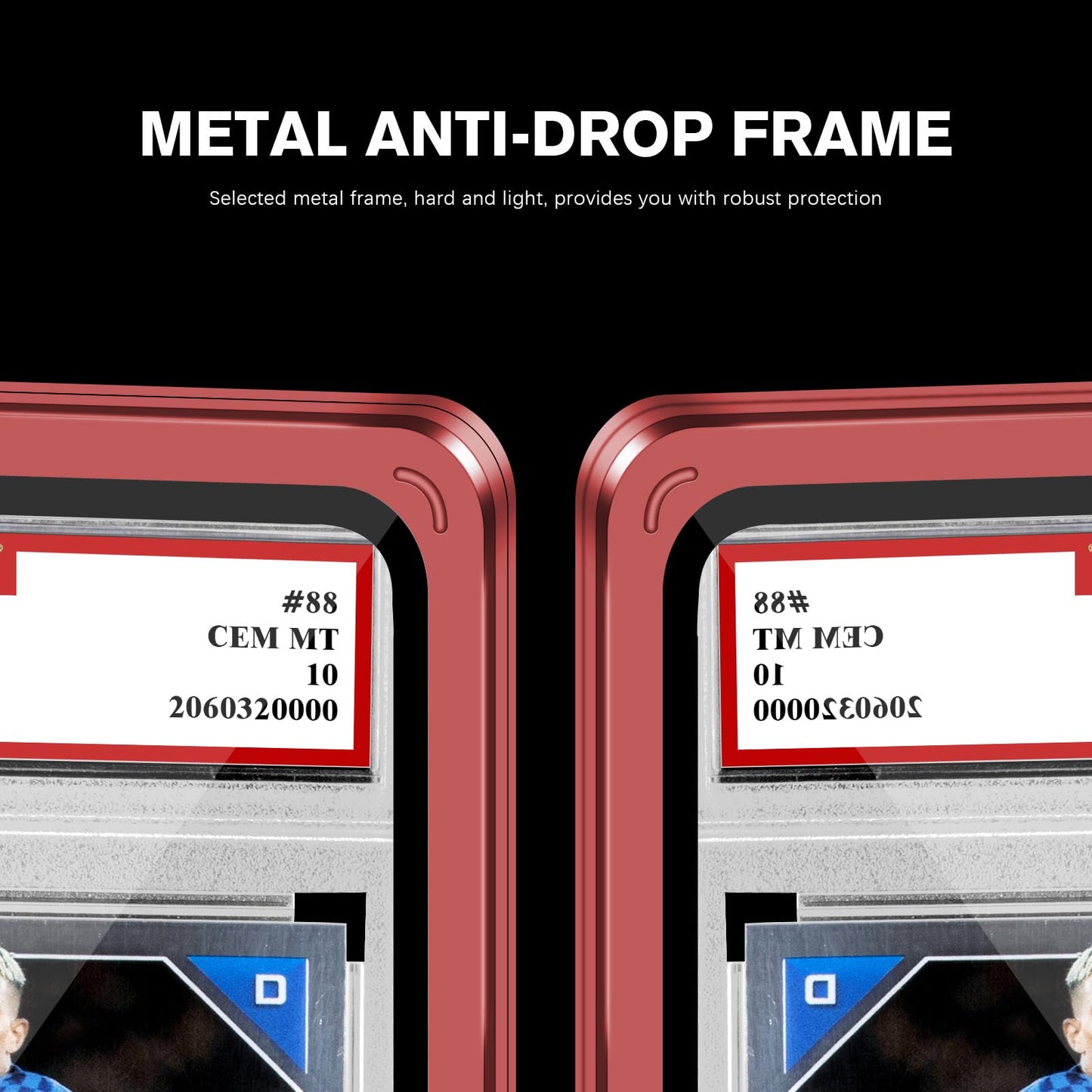 Magenetic Trading Card Slab Protector - enhanced Aluminum Graded Card Showcase  Graded Slab Protector with UV-Resistant Tempered Glass  Personalized Slab Bumper for Collectors  Dark Red