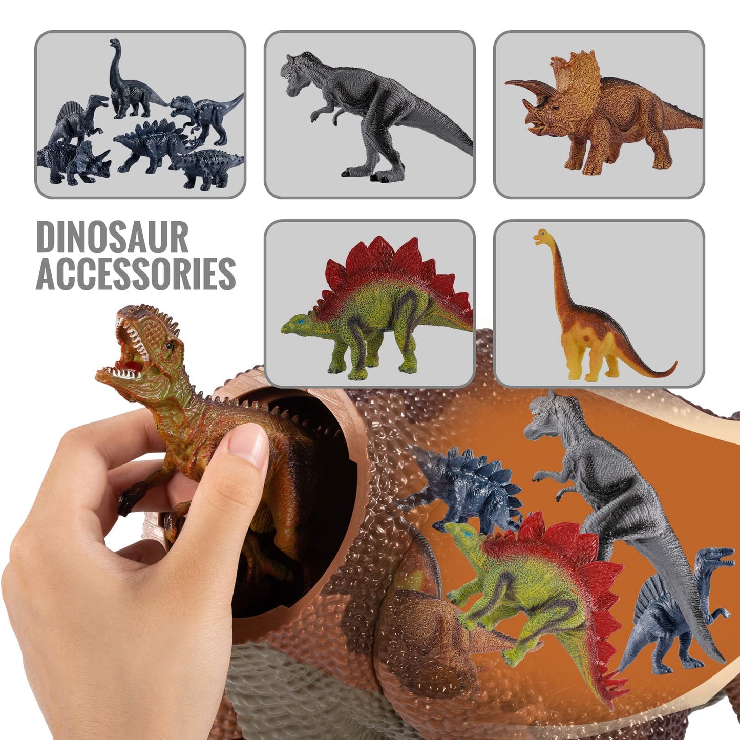 Temi Large Dinosaur Toys For Kids 3-5, Jumbo Tyrannosaurus Rex With Mist Spray, Light And Sounds, One Big Hollow T-Rex Stored Wi