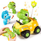Jovow Dinosaur Remote Control Car for Toddlers,Kids Dinosaur Toys with LED Lights & Music,Electric RC Cars Toys for Boys Kids Bi