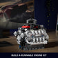 Mould King Mini V8 Engine Kit - 487 Pcs STEM Toy for Teens & Adults, 4.4"x6.1"x5.4", Plastic, Model FT-10171-
