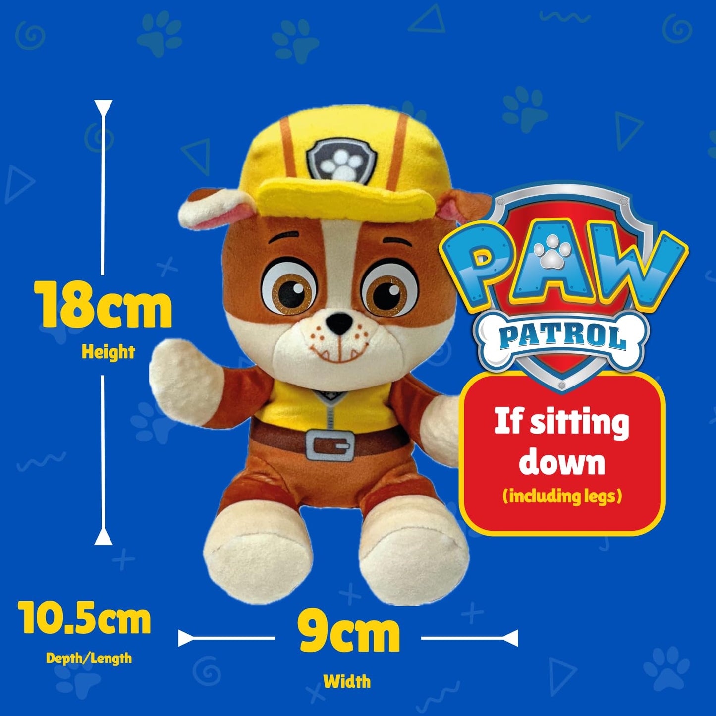 Ty - Paw Patrol Collection, Rubble, All The Heroes of The Puppy Squad in Floppy Version, Soft Plush to Collect, Gift Idea for Yo