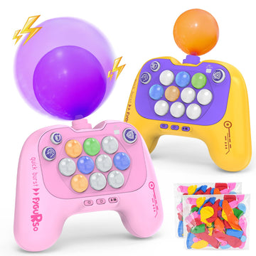 fygurso Handheld Speed Pushing Game Machine with Balloons 2-Player Fidget Game Light Up Quick Push Games Fast Push Puzzle Games 