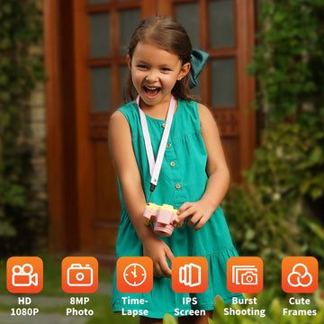 Ourlife Kids Camera For Age 3-12, Toddler Camera,1080P Hd Digital Video Toddler Camera With Mp3 Music Player, Christmas Birthday