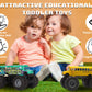 Crelloci School Bus Monster Truck Toy - 2 Pack Set Die Cast Yellow School Bus Toy, Pull Back Car Toys, Big Wheel Monster Truck P