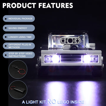 Brickbling Led Light Compatible With Lego Speed Champions Fast & Furious 1970 Dodge Charger R/T 76912 Toy Car Building Set, Diy Lighting Kit Compatible With Lego 76912 Compatible With 76912 (No Model)