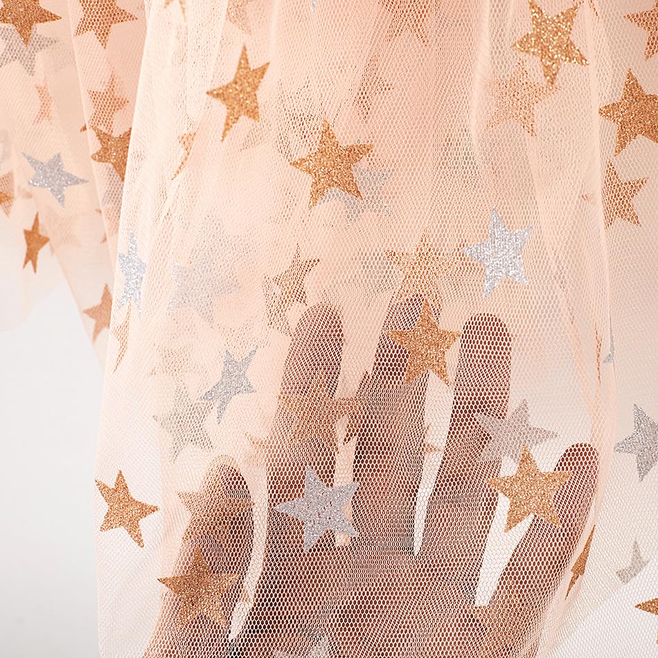 TPMG Princess Tulle Cape for Little Girls Halloween Costume Cloak Dress Up Clothes Pretend Play Party, Sparkling Apricot