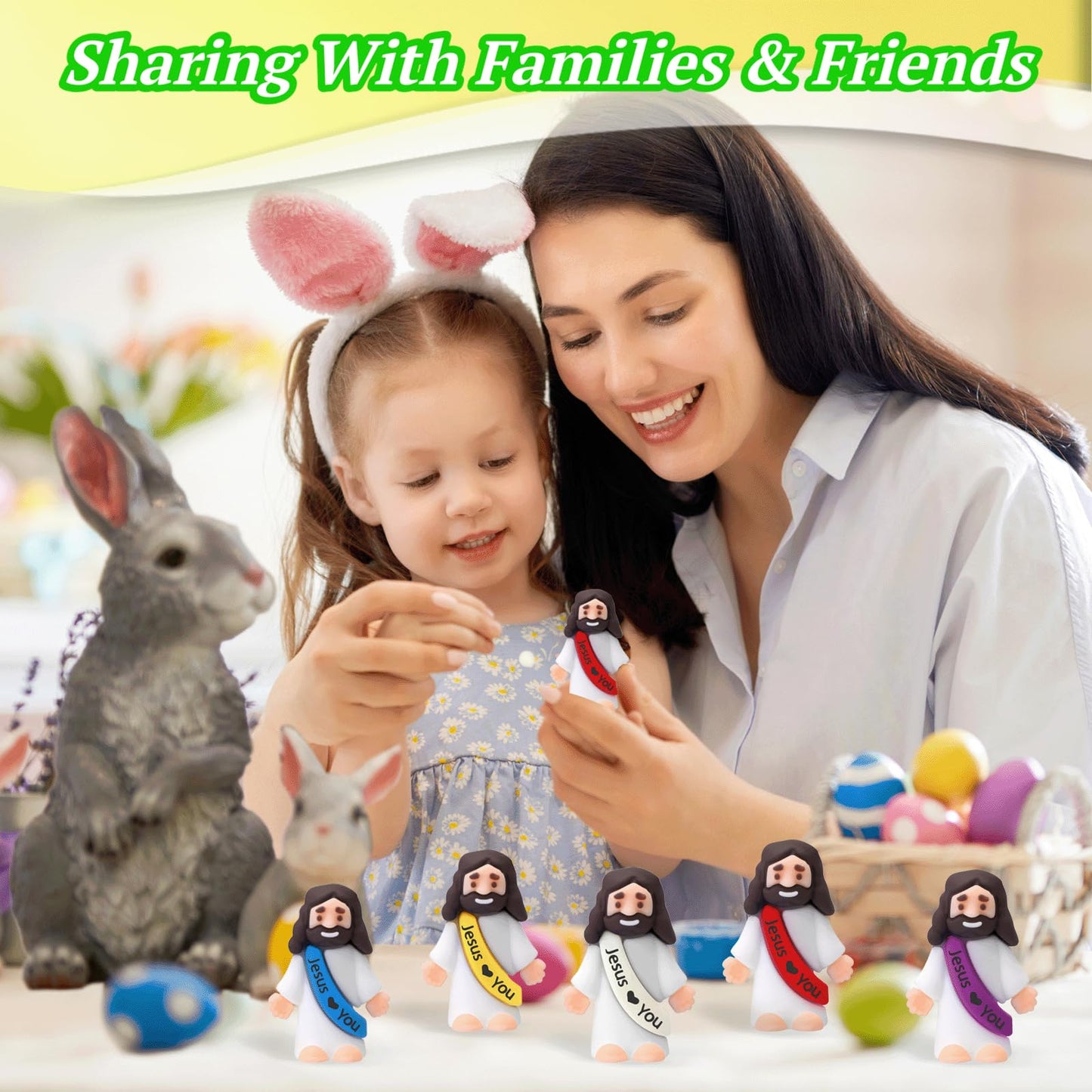 AIRNEY 50 PCS Little Jesus Figures Easter Religious Jesus Toys, Mini Jesus Figurines in Bulk, Easter Jesus Loves You Christ Toys