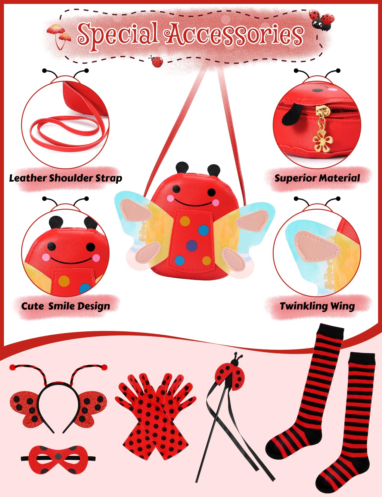 Ladybug Costume Lady Bug Costumes For Girls Halloween Costumes For Kids Toddler Costume Ladybug Dress Ladybird Dress Up For Birthday Christmas 9-10 Years