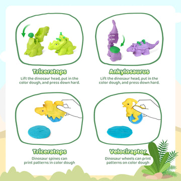 Dinosaur Color Dough Sets Toys, Dough Tool Set for Kids Aged 2-8, Dinosaur Dough Molds for Girls and Boys (20 Pcs Color Dough Ac