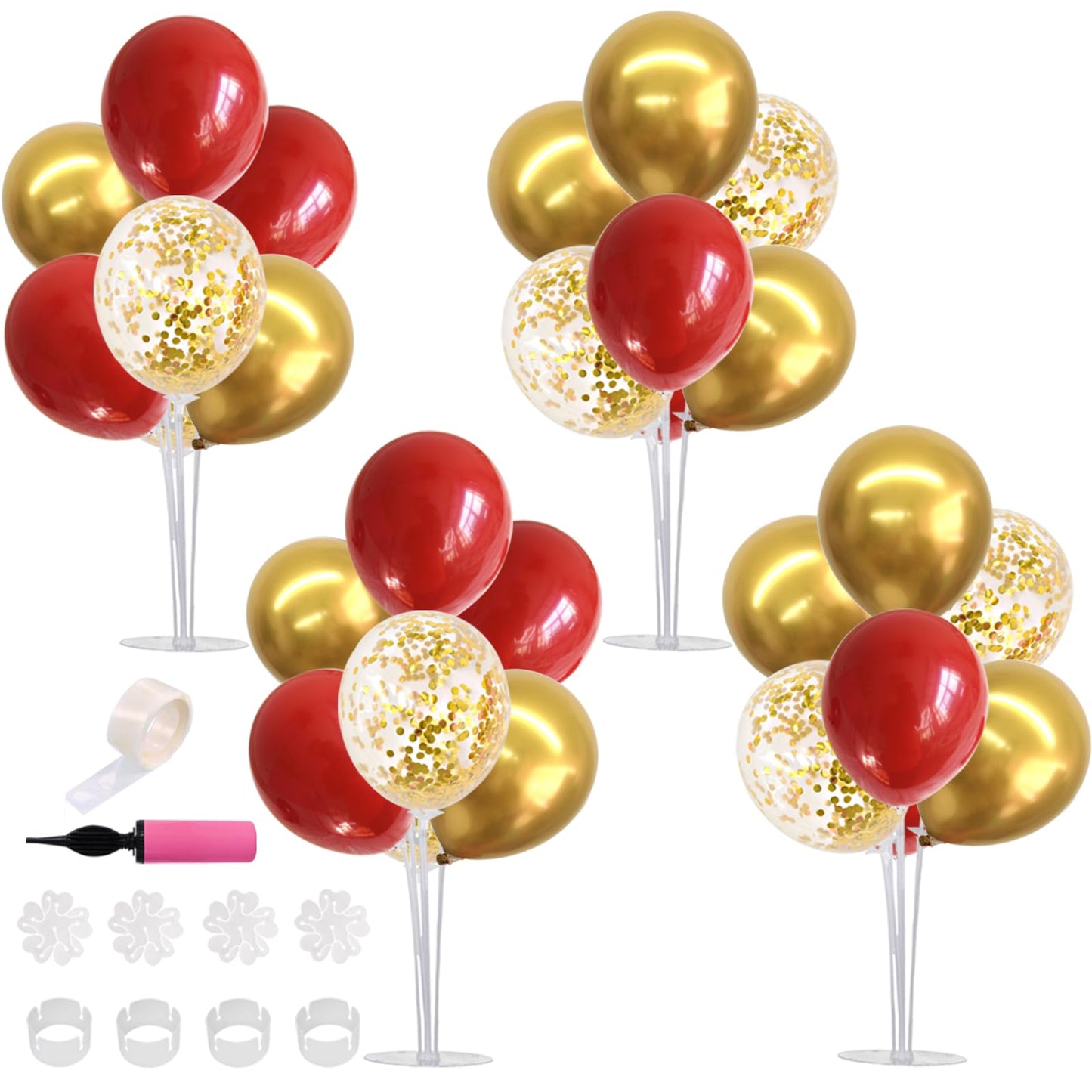 TONIFUL Red and Gold Balloon Stand Kit with Balloons for 2025 Graduation,Christmas,Wedding,Anniversary,Chinese New Year,Birthday
