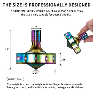 CHEETOP Precision Metal Spinning Top  Long Lasting Spin Time and Perfect Balance  Skilled mature-themed Easily Exceed 10 Mins  Portable Stainless Steel EDC Office Desktop Game Toys (S  Iridescent)