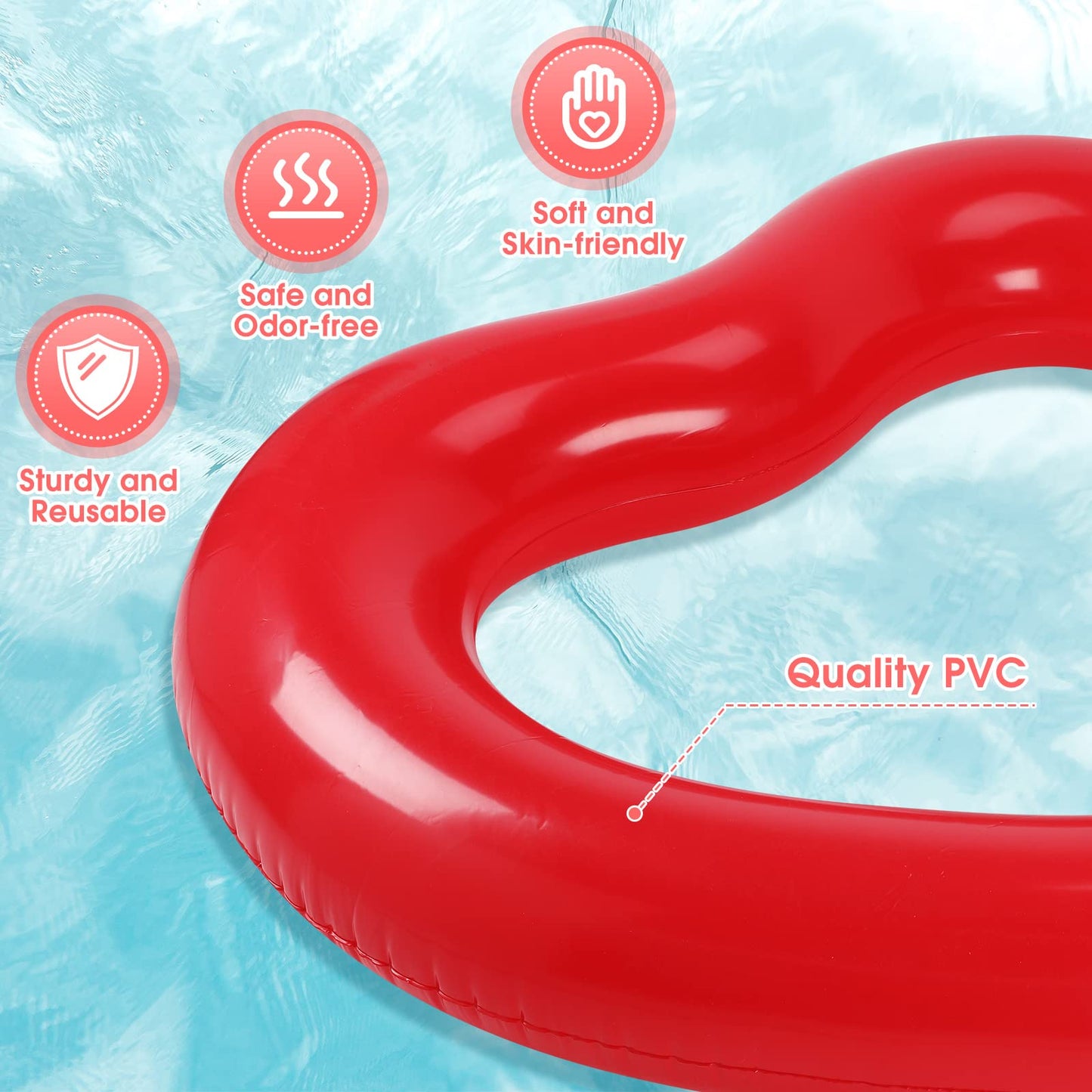 Zhanmai 6 Pack Heart Inflatable Swim Tube 47.3 x 39.4 Inch Heart Shaped Swimming Pool Float Loungers Red Pink Beach Party Floati