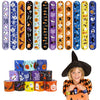 KIMOBER 48PCS Halloween Slap Bracelets,Assorted Snap Wristbands with Pumpkin Witches Ghost Skeleton for Kids Party Favors