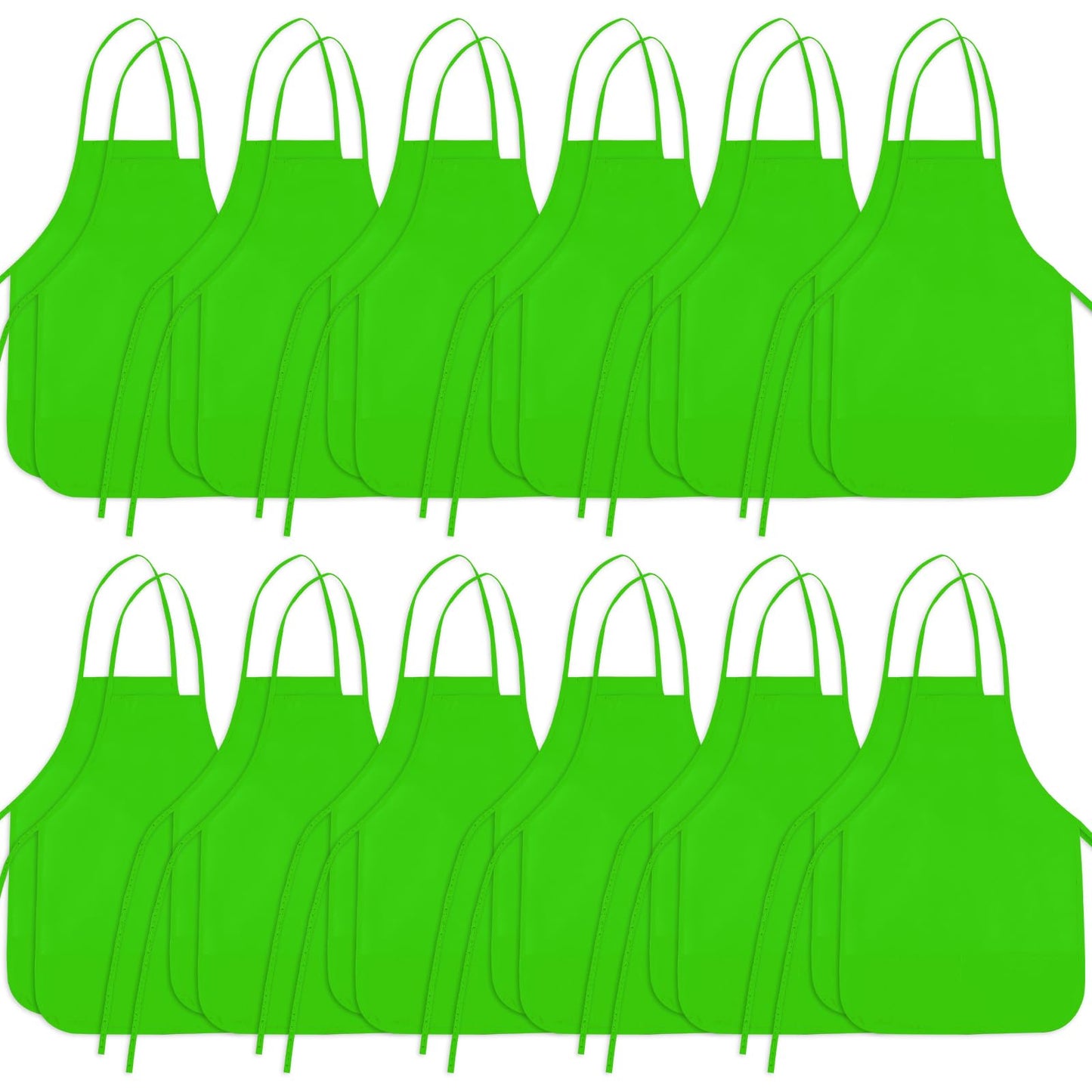 BOUBONI 24 Pieces Green Kids Painting Aprons Kids Art Aprons with 2 Roomy Pockets Kids Aprons for Art Painting Activity Kitchen 