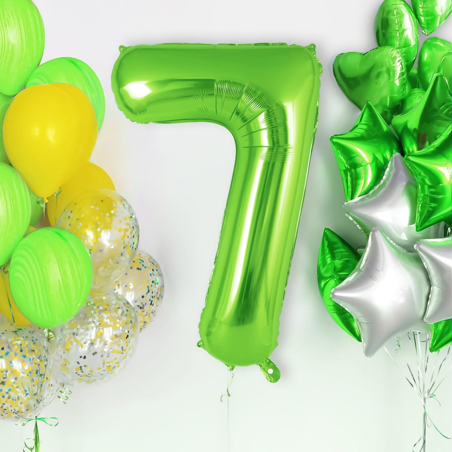 Green Number 7 Balloon 40 Inch, Big Large Foil Helium Number Balloons, Jumbo Giant Mylar Number 7 Balloons For 7 Year Old Birthd