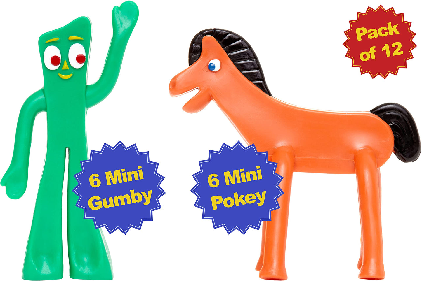Nj Croce Gumby & Pokey Mini 3-Inch Bendable Figures - Pack Of 12