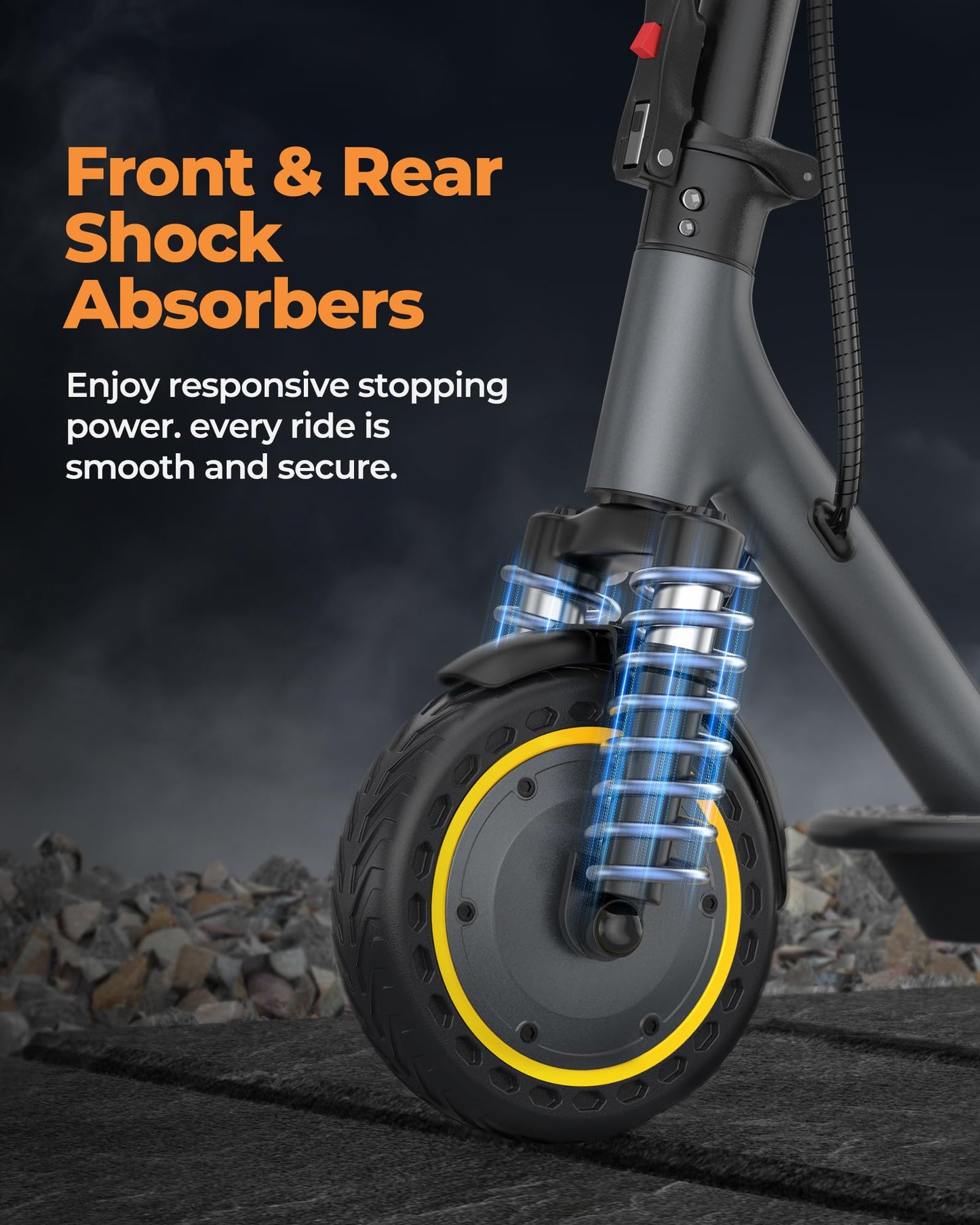 Navic Electric Scooter Adults, 19Mph Top Speed, 19 Miles Range, 8.5'' Solid Tires, Folding E-Scooter With Dual Braking Dual Susp