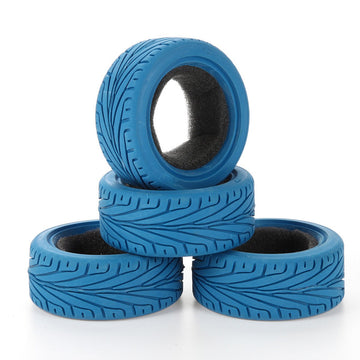 LAFEINA 1/10 RC On-Road Car Tyres, 65mm Rubber RC Tire for 1/10 HSP Tamiya HPI Kyosho RC On Road Run-flating Car (Blue)