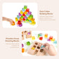 Woodtoe Wooden Building Blocks Set For Kids, 24 Pcs Rainbow Gem Cubes Stacking Blocks - 2 Wood House, Montessori Stacking Toy Fo
