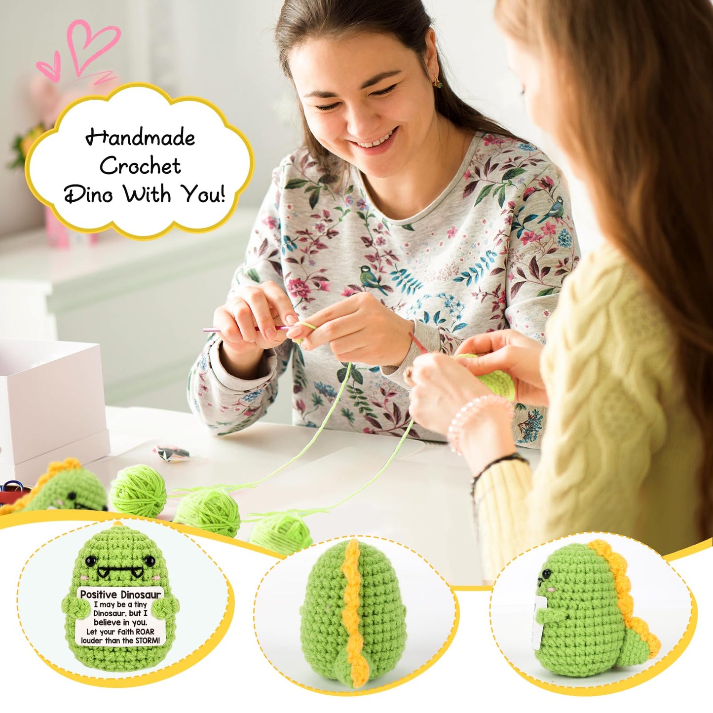 Mini Dinosaur Inspirational Gift Small Handmade Crochet Animals Cute Easter Stuff Funny Potato Nuggets For Women Men Coworker Fr