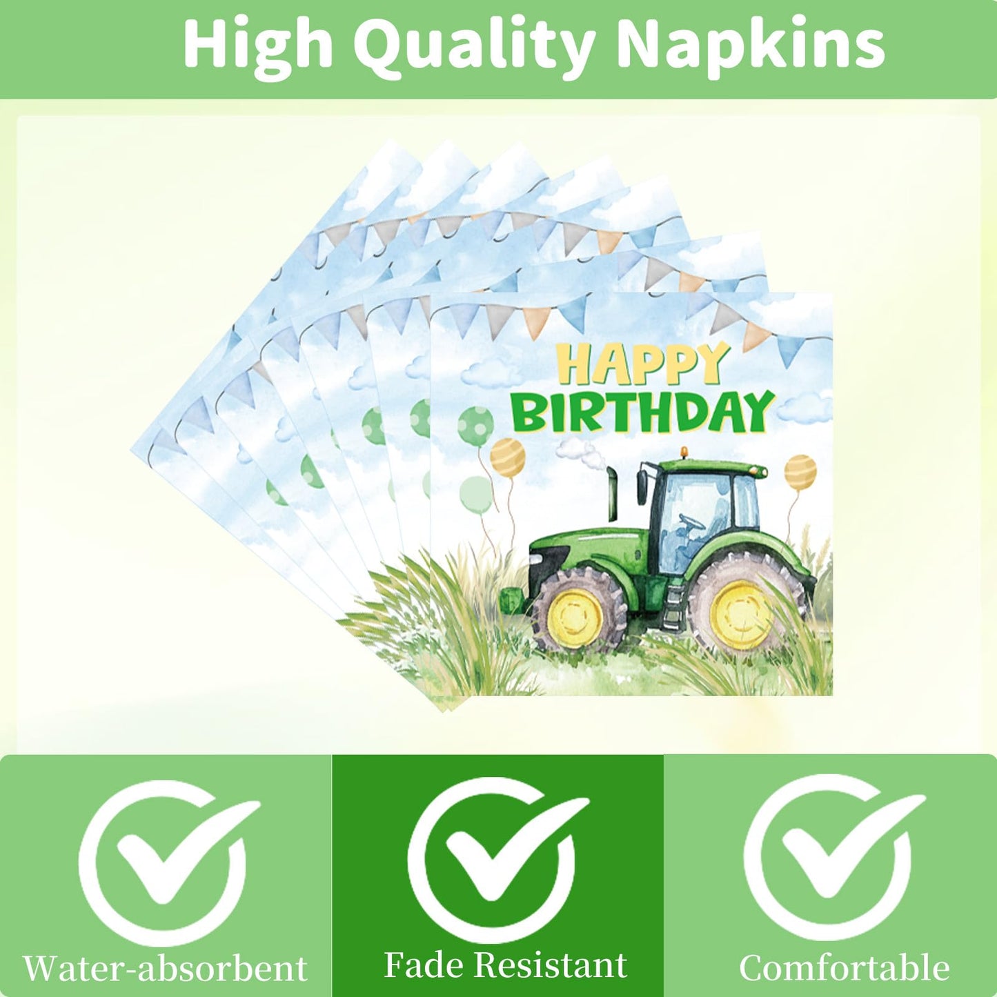 Rakuto Tractor 2nd Birthday Decorations Supplies, 96PCS Tractor Party Plates Napkins and Forks Set, Disposable Farm Two Years Ol