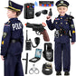 Tepsmigo Police Officer Costume For Kids, Police Costume For Kids With Police Uniform, Recorder, Shoulder Police Lights, Halloween Costume For Boys Girls, Role Play Kit For Boys Girls