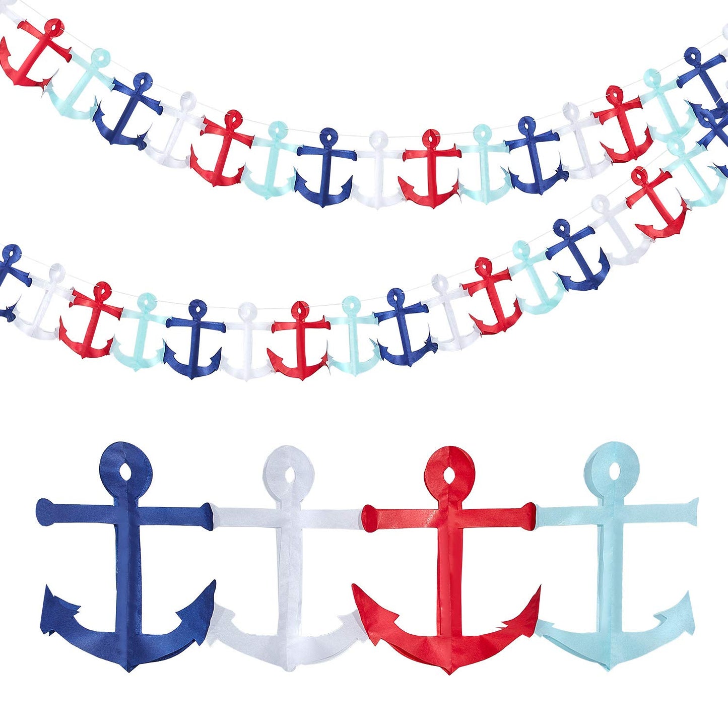 65Ft Nautical Garland Cruise Birthday Decorations Triangle Flags Hanging Banner For Baby Shower Wedding Party Mantel Home Outdoor Garden(2 Pieces)