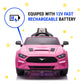 Ford Mustang 24V Ride On Kids Car 4WD Powerful Electric Vehicle, with Rubber Wheels, Bluetooth, FM Radio, Remote Control, Leathe