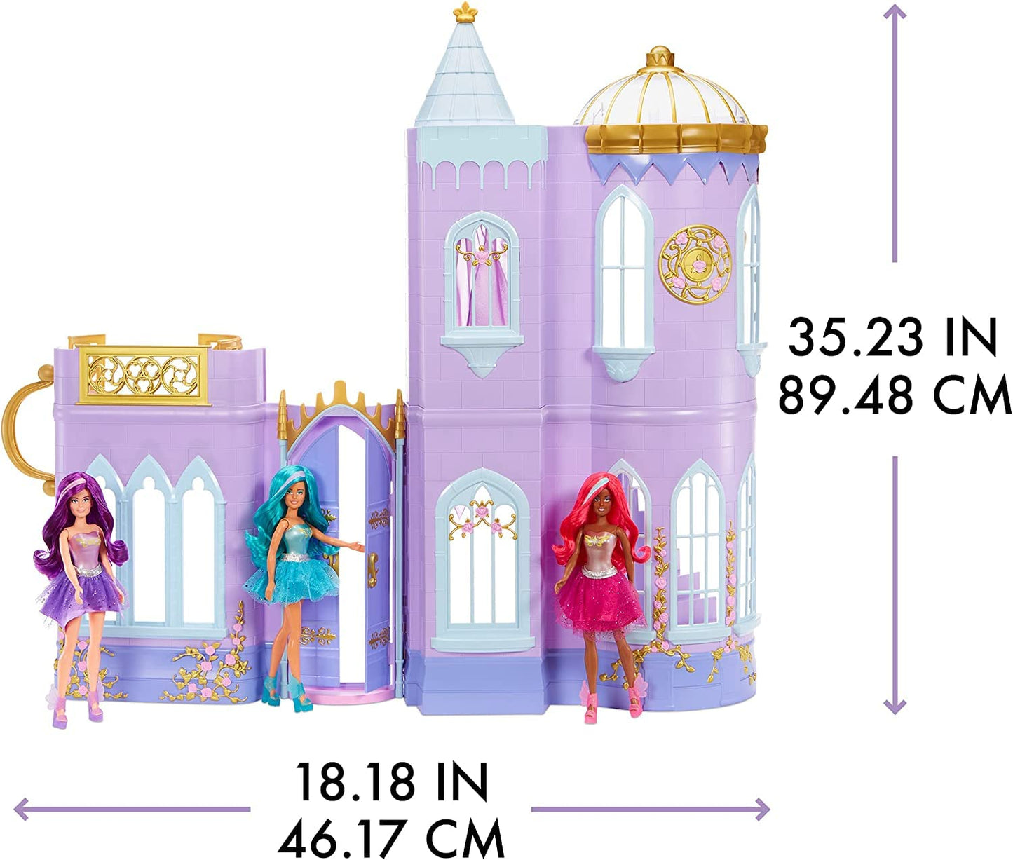 Mga Dream Ella Majestic Castle Playset, Fits 11.5' Fashion Dolls, Furniture & Accessories, Portable 35' H X 18' W Dollhouse Play Pretend Gift For Kids, Toys For Girls & Boys Ages 3 4 5+ Years