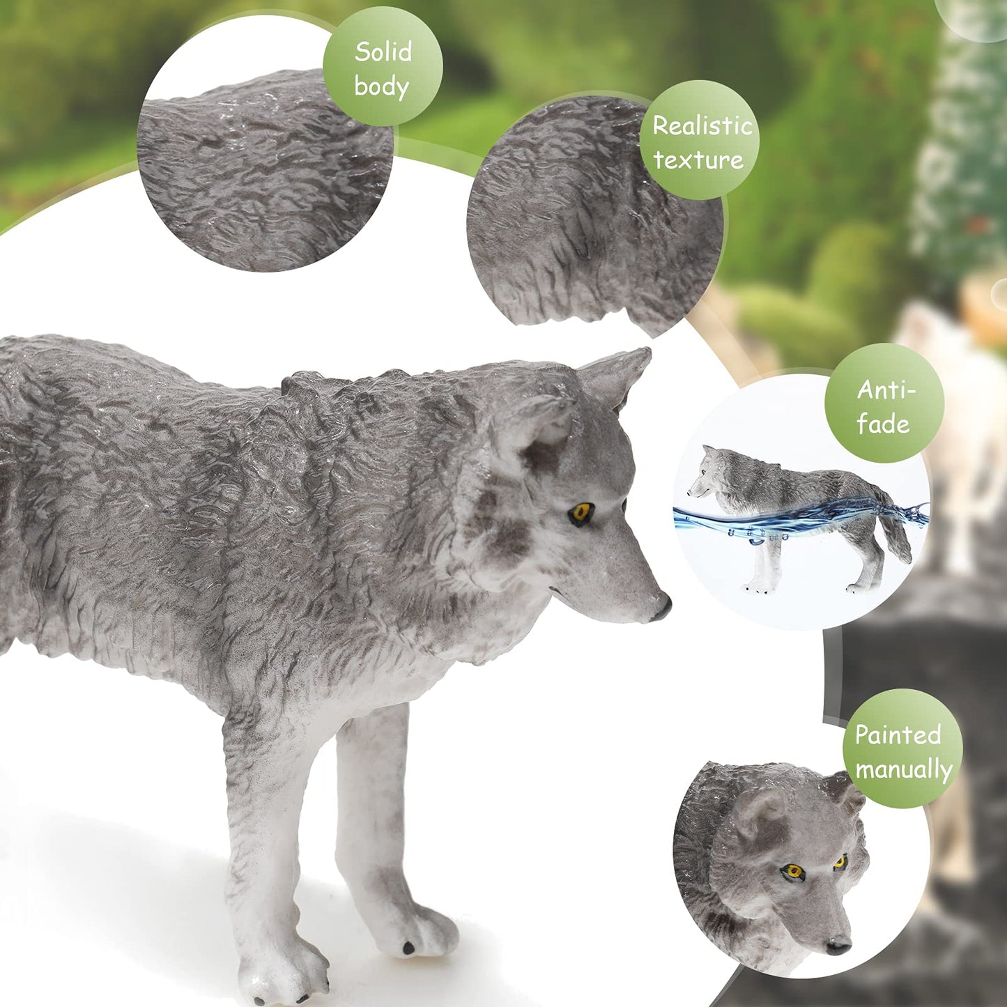 Skylety 8 Pieces Wolves Figurines Wolf Animal Toy Jungle Zoo Animal Wolf Figures Wolf Cake Toppers Realistic Woodland Party Supplies, 8 Styles